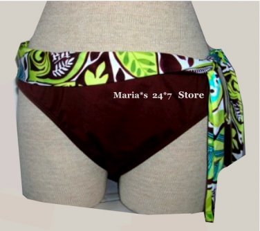 2 Bamboo Brown Bikini Bottom Swim Suit Women's Sz Lg