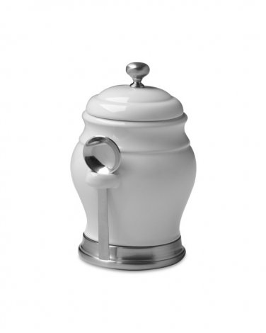 Williams Sonoma West Elm Coffee Tea Ceramic Canister w/Spoon Storage Unit