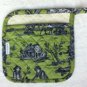 Williams Sonoma Toile Green Apron Set with Pot Holder Mitt