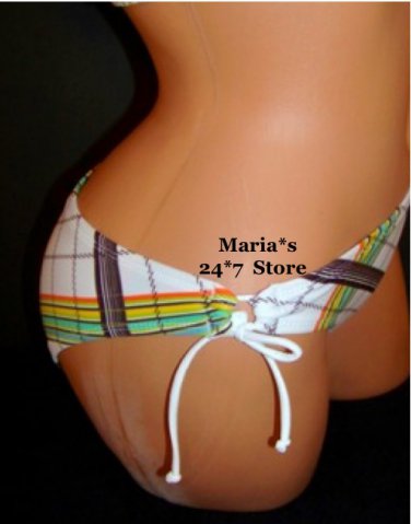 Hobie Bikini Plaid Swim Suit Bottom Women's Sz Med