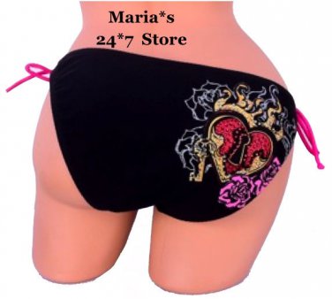 Split Logo Bead String Bikini Bottom Swim Suit Women's L