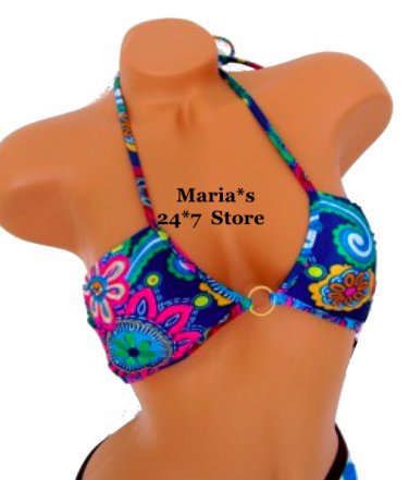 Gossip Blue Halter Bikini Swim Suit Top Women's  Sz Sm