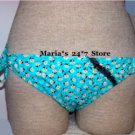 Split Aqua Floral Bikini Swim Suit Bottom Women's Sz Lg