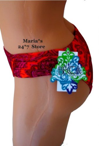Becca Red Multi Bikini Swim Suit Bottom Women's Sz XS
