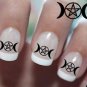 66 NAIL ART DECALS - Pentacle In Triple Moon Symbols - Wiccan Gothic - WRAPS