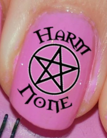 Nail Art Decals - 35 HARM NONE PENTACLES - Wiccan Rede Waterslide Stickers Wraps