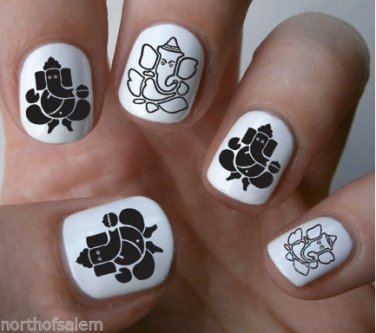44 GANESH Nail Art Decals - Hindu Meditation Indian - PROFESSIONAL SALON RESULTS