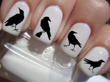 41 Nail Decals Black RAVENS / CROW Familiar Symbols Nail Art WaterSlide Stickers