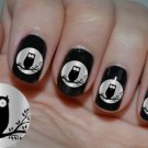 45 Black OWLS in Silver MOON - Nail Art Waterslide Decals - PROFESSIONAL RESULTS