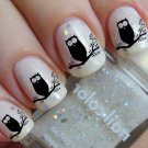 36 Nail Art Decals - Black OWLS on a Tree - Nail Art WaterSlide Tattoo Stickers