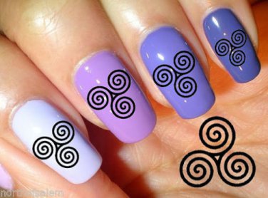 48 TRISKELLE Nail Art DECALS - TRISKELION Triple Spiral - Professional Results