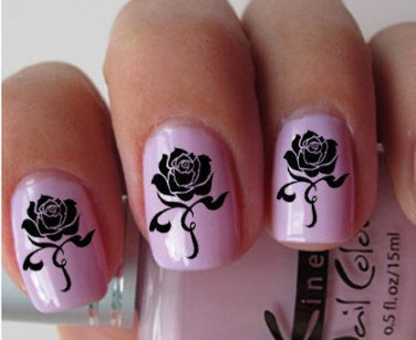 58 Black Roses Gothic Nail Art Waterslide Decals SALON QUALITY RESULTS Mega Pack