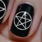 Nail Art Decals 80 Metallic Silver PENTACLE SYMBOLS Waterslide Wiccan Gothic