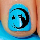 70 NAIL ART DECALS Black Cat in the Moon Cat Lovers - PROFESSIONAL SALON RESULTS