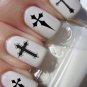 Nail Art DECALS 50 Black Crosses - Waterslide Decals - Wiccan Gothic SteamPunk W