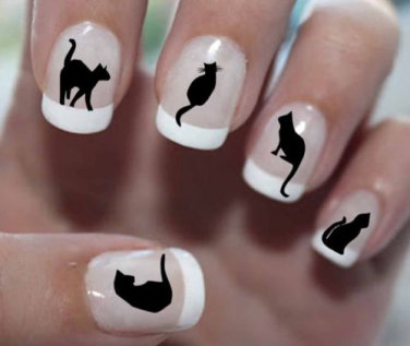 51 Nail Art Decals - Black CATS 1 PROFESSIONAL RESULTS Waterslide Transfers