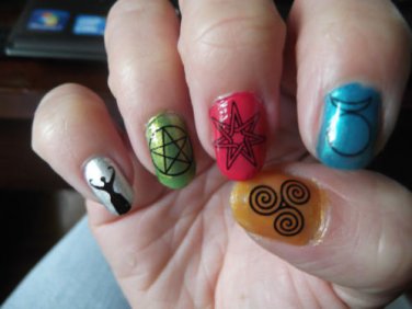 63 Nail DECALS Mixed WICCAN GODDESS Symbols Magic Goth - Nail Wraps Nail Art Wat