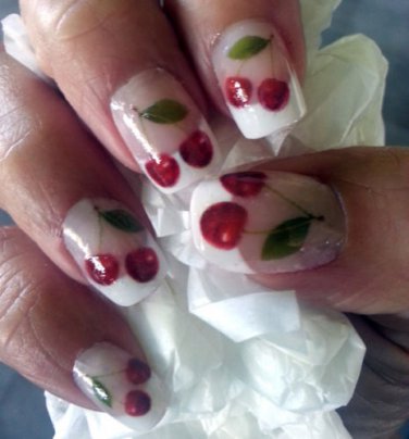 29 BIG CHERRIES - Transparent Waterslide Nail Art Decals - SALON RESULTS
