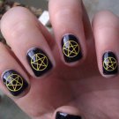 Nail Art Decals 80 Metallic Gold PENTACLE SYMBOLS Waterslide Wiccan Gothic Pagan
