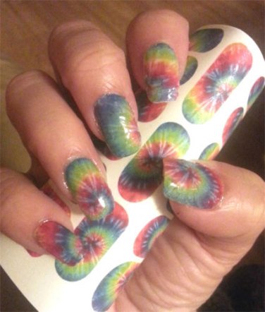 TIE DYE Nail Art Decals - Full Nail Decoration Long and Short Nails -Transparent