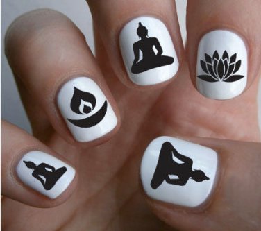70 Mixed BUDDHIST Diwali Meditation Symbols LOTUS CANDLE BUDDHA Nail Art Decals