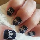 66 Silver PENTACLE In Triple MOONS Nail Art - PROFESSIONAL Salon RESULTS Decals