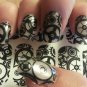BLACK GEARS Nail Art Decals - Full Nail Decoration Long or Short Nails STEAMPUNK