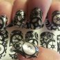 BLACK GEARS Nail Art Decals - Full Nail Decoration Long or Short Nails STEAMPUNK