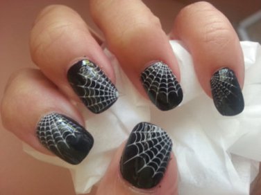 29 WHITE SPIDER WEB Nail Art Tips - Professional Waterslide Decals -Not Stickers