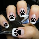 48 PAW PRINTS Nail Art Decals - Kitten Puppy Paws Black CAT LOVERS Waterslide
