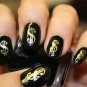 43 GOLD DOLLAR SIGNS $ MONEY Nail Art Decals Professional Results - Not Stickers