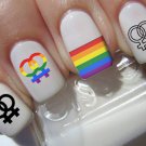 61 Double Female Symbols- Gay / LESBIAN RAINBOW FLAGS Waterslide Nail Art Decals