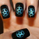 66 METALLIC BLUE PENTACLES Nail Art -Professional Waterslide Decals Not Stickers