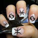 37 PISCES FISH SYMBOLS - Zodiac Nail Art Decals - Salon Results Black WaterSlide