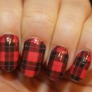 RED PLAID / LUMBERJACK Nail Art Decals -Long and Short Nails - Waterslide decals