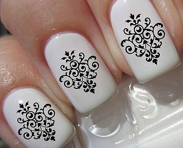 BLACK LACE DAMASK NAIL ART (DMB) Waterslide Transfer Decals - Not Stickers
