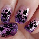 Black DAISIES / CHERRY BLOSSOMS Nail Art (DSB) Waterslide Decals - Not Stickers