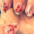 RED CHERRY BLOSSOMS Nail Art (CBR) Waterslide Transfer Decals - Not Stickers