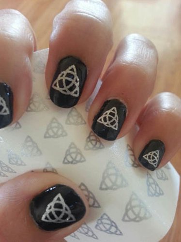 SILVER TRIQUETRA SYMBOL Nail Art Decals (TQS) Waterslide Transfers WICCAN