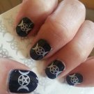 SILVER PENTACLE In Triple MOONS Nail Art (TMS) WICCAN Nail Art Waterslide Decals