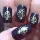 GOLD LACE DAMASK Nail Art (DMG) Waterslide Transfer Decals - Not Stickers