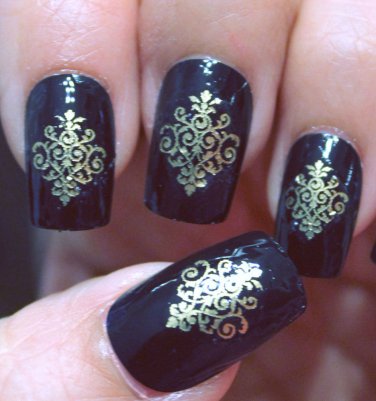 GOLD LACE DAMASK Nail Art (DMG) Waterslide Transfer Decals - Not Stickers