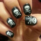 White SKULL and CROSS BONES Nail Art (SKW) Water Transfer Decals Gothic Nails