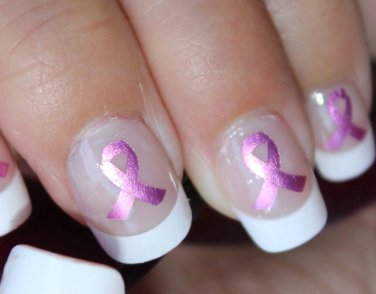 PINK RIBBONS Nail Art (PKR) Metallic Waterslide Decals - Breast Cancer Awareness