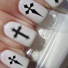 BLACK CROSSES Nail Art (CRB) Quality Gothic Waterslide Decals - Not Stickers