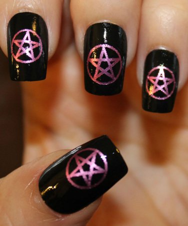 PINK PENTACLES Nail Art (PNP) Metallic Waterslide Decals Not Stickers