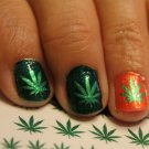 Green Metallic POT LEAVES Nail Art (PTM) Pot Leaf MARIJUANA Waterslide Decals