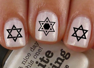 STAR OF DAVID Nail Art (SD1) Black WaterSlide Transfers - SEAL OF SOLOMON