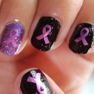 Metallic PINK RIBBONS Nail Art (PKR) Waterslide Decals - Breast Cancer Awareness