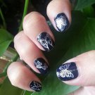 SILVER TRIBAL BUTTERFLIES Nail Art (BFS) Waterslide Transfer Decals Not Stickers